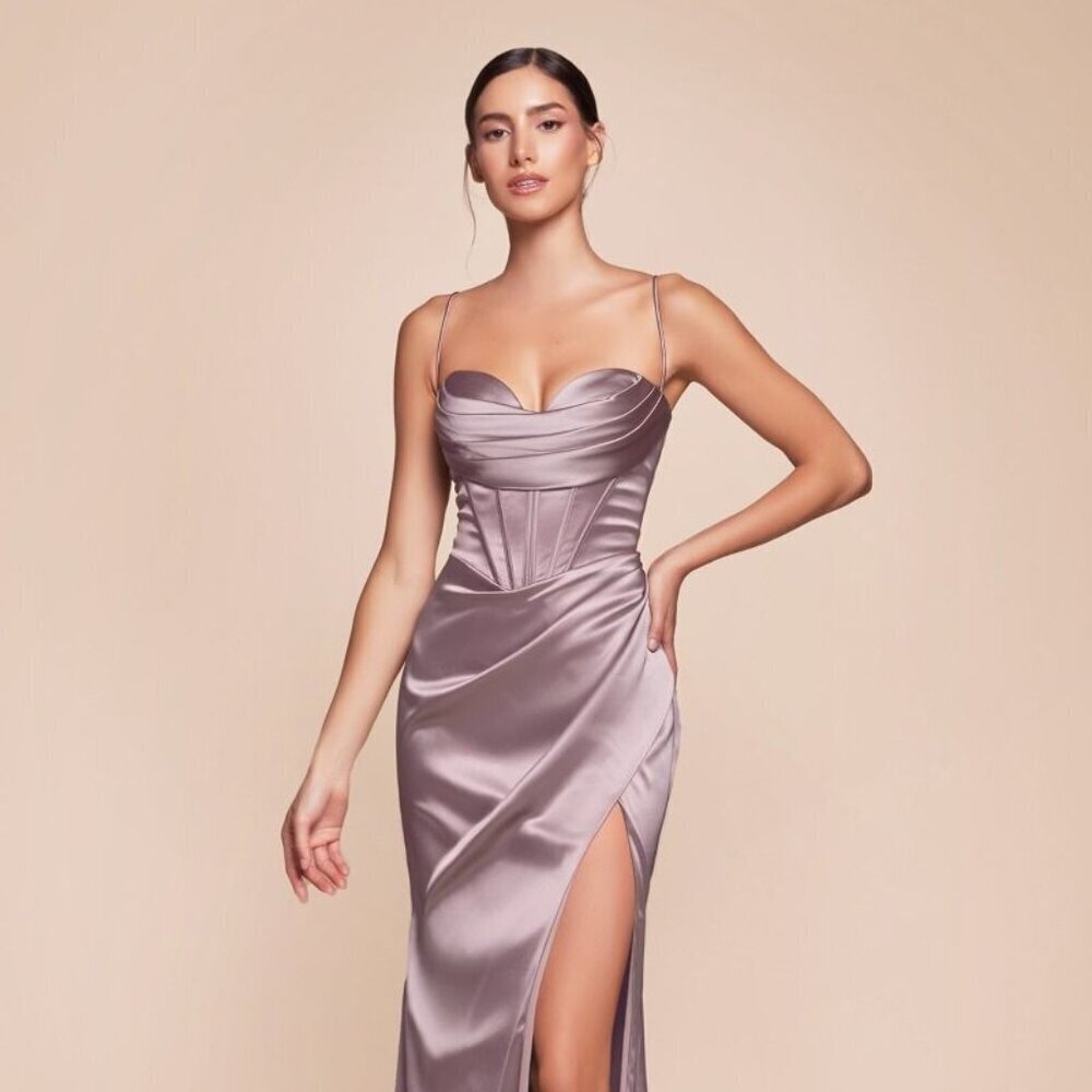 NEW LONG SATIN OFF THE SHOULDER SLEEVELESS DRESS WITH LACE UP BACK & 7483